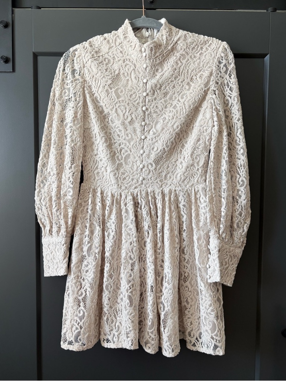 Bardot Ivory Lace High-Neck Party Dress